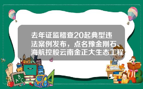 去年证监稽查20起典型违法案例发布，点名豫金刚石、海航控股云南金正大生态工程有限公司【前列康】