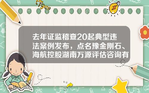 去年证监稽查20起典型违法案例发布，点名豫金刚石、海航控股湖南万源评估咨询有限公司怎么样【前列康】