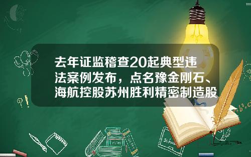 去年证监稽查20起典型违法案例发布，点名豫金刚石、海航控股苏州胜利精密制造股份有限公司【前列康】