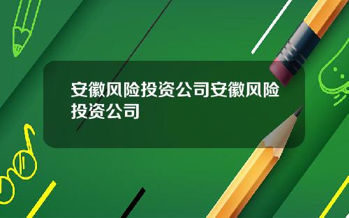 安徽风险投资公司安徽风险投资公司