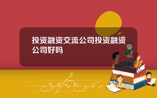 投资融资交流公司投资融资公司好吗