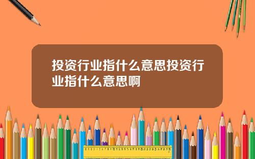 投资行业指什么意思投资行业指什么意思啊