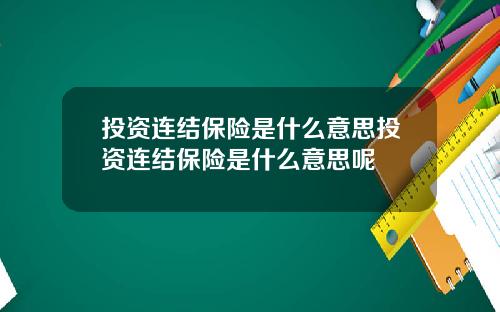 投资连结保险是什么意思投资连结保险是什么意思呢