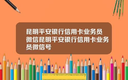 昆明平安银行信用卡业务员微信昆明平安银行信用卡业务员微信号