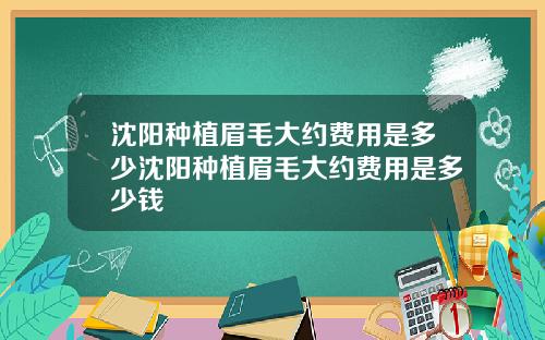 沈阳种植眉毛大约费用是多少沈阳种植眉毛大约费用是多少钱