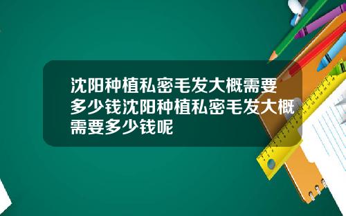 沈阳种植私密毛发大概需要多少钱沈阳种植私密毛发大概需要多少钱呢