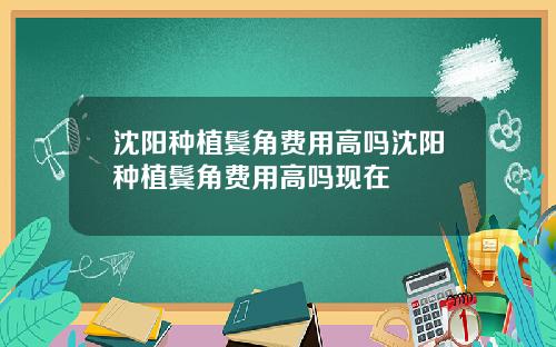沈阳种植鬓角费用高吗沈阳种植鬓角费用高吗现在