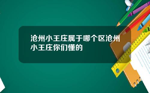 沧州小王庄属于哪个区沧州小王庄你们懂的