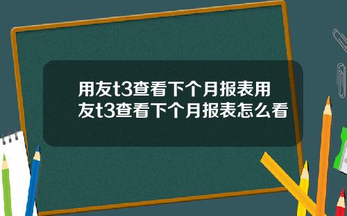 用友t3查看下个月报表用友t3查看下个月报表怎么看