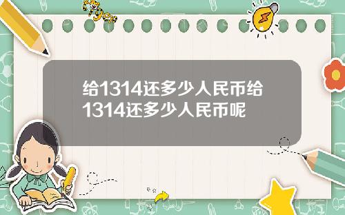 给1314还多少人民币给1314还多少人民币呢