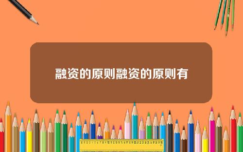 融资的原则融资的原则有