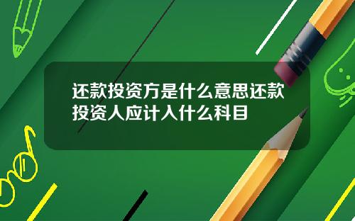 还款投资方是什么意思还款投资人应计入什么科目
