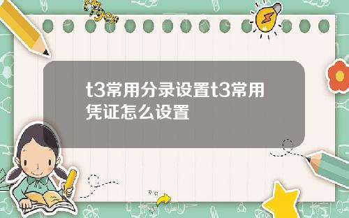 t3常用分录设置t3常用凭证怎么设置