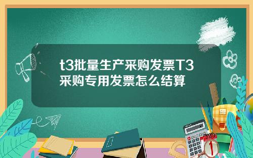 t3批量生产采购发票T3采购专用发票怎么结算