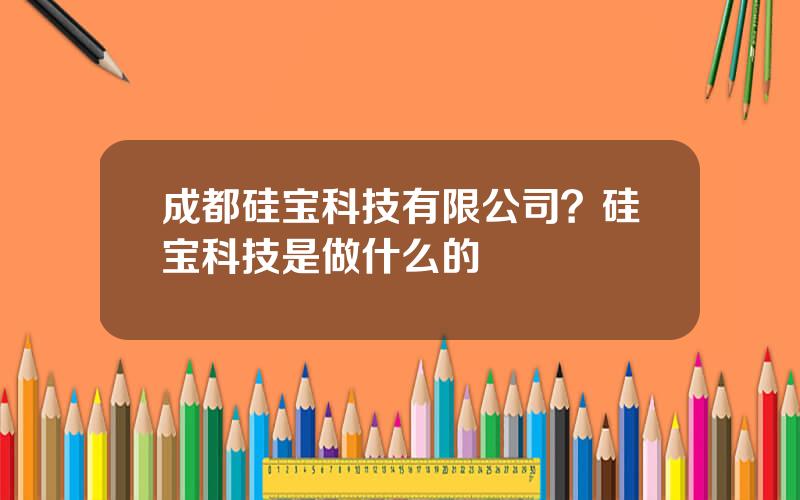 成都硅宝科技有限公司？硅宝科技是做什么的
