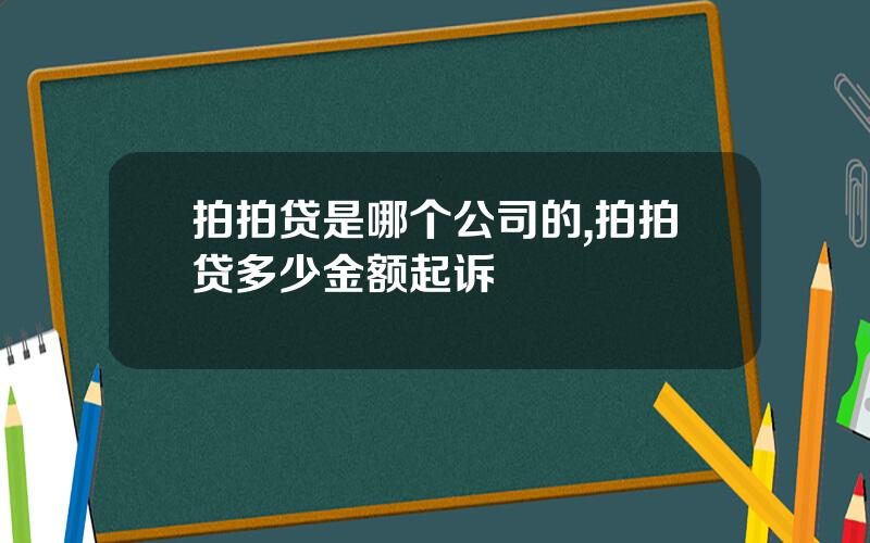 拍拍贷是哪个公司的,拍拍贷多少金额起诉