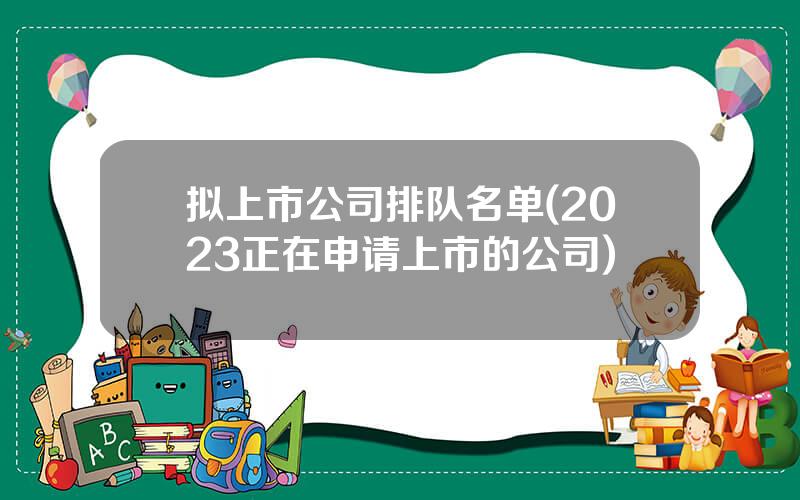 拟上市公司排队名单(2023正在申请上市的公司)