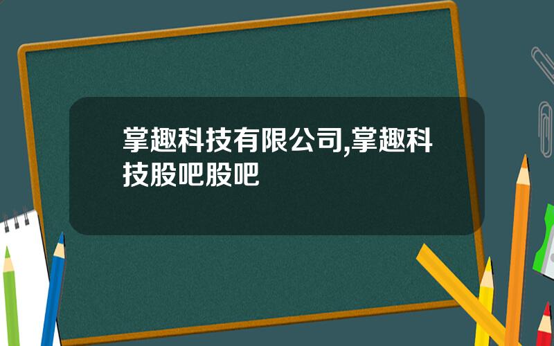 掌趣科技有限公司,掌趣科技股吧股吧