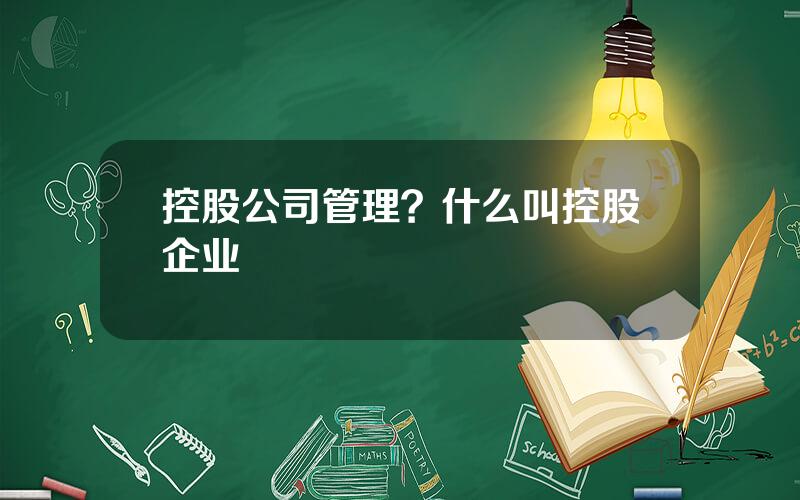 控股公司管理？什么叫控股企业