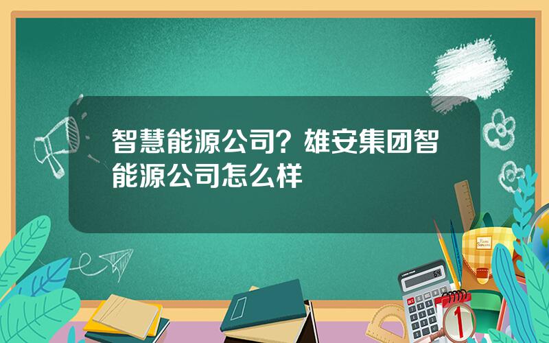 智慧能源公司？雄安集团智能源公司怎么样