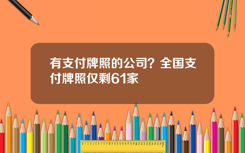有支付牌照的公司？全国支付牌照仅剩61家