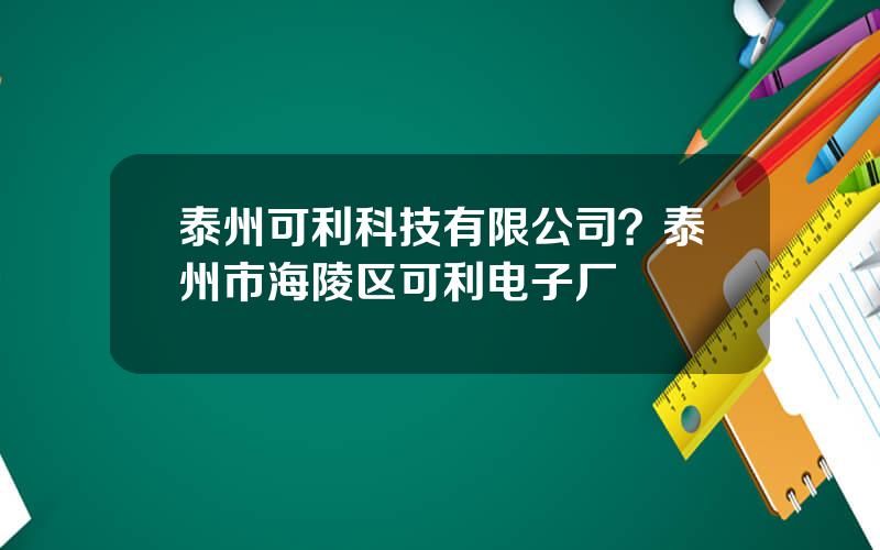 泰州可利科技有限公司？泰州市海陵区可利电子厂