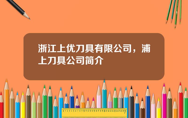 浙江上优刀具有限公司，浦上刀具公司简介