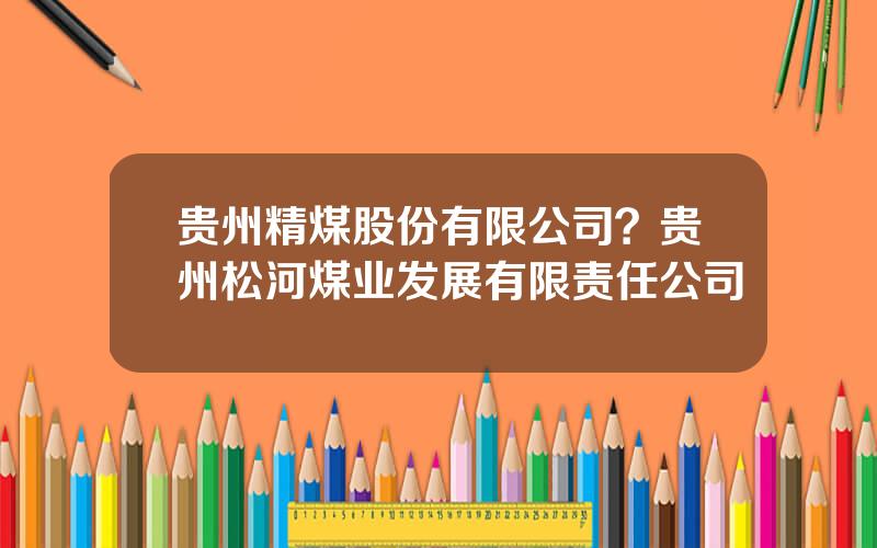 贵州精煤股份有限公司？贵州松河煤业发展有限责任公司